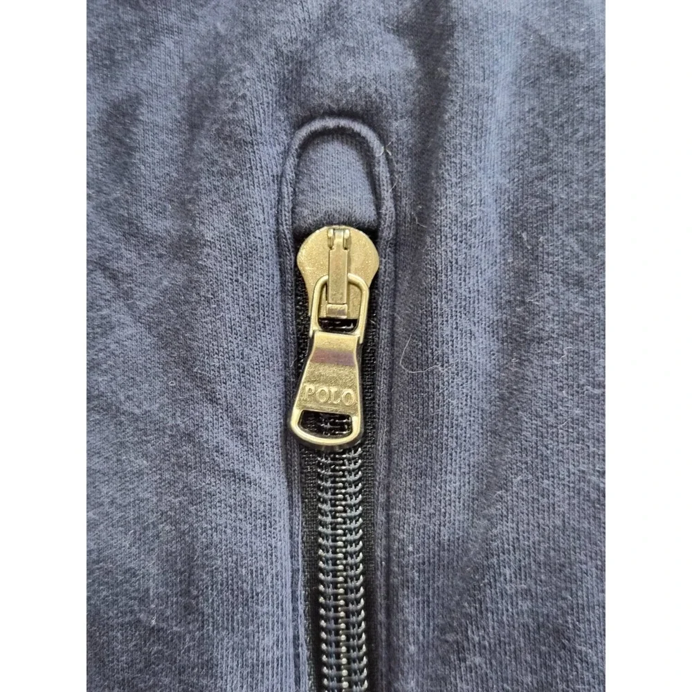 Polo Ralph Lauren Track Jacket Mens Medium Blue Cotton Mock Neck Performance